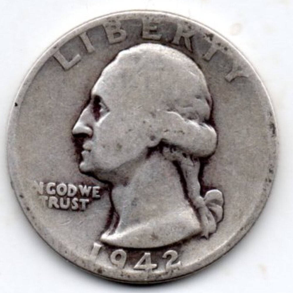 Granny Estate Find -1942 D Silver (90%) Washington Quarter Average condition
